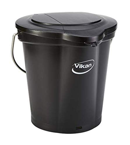 Vikan 56883 Durable Polypropylene Hygiene Bucket/Pail, Stainless Steel Handle, 6 Litres, Blue