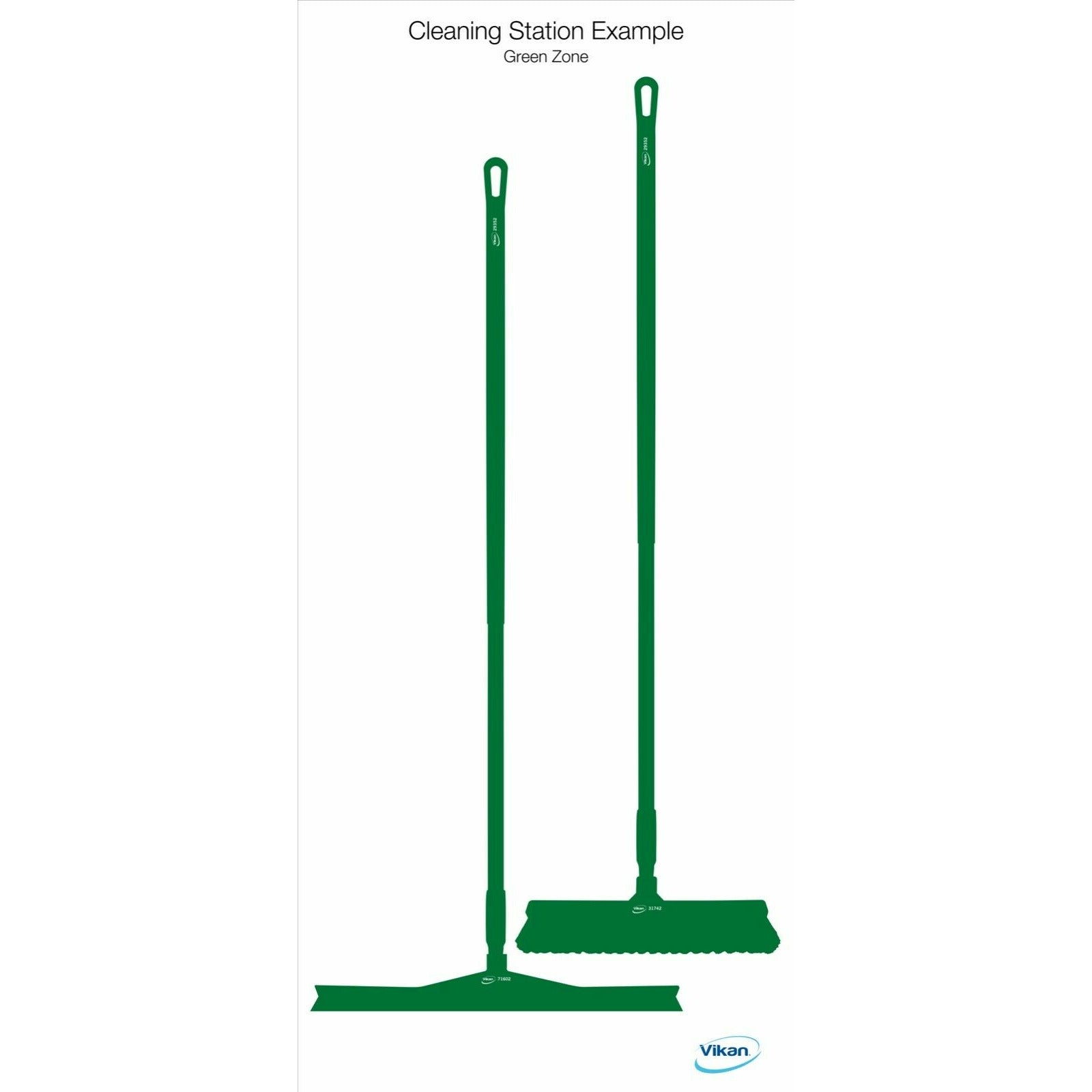 Vikan Shadow Board Cleaning Station 1104 Broom and Squeegee - View 3 | Auto Rae-Chem