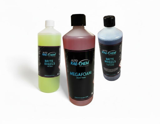 Auto Rae-Chem CitraBlast Prewash, MegaFoam & Brite Wheels 1L Car Cleaning Bundle