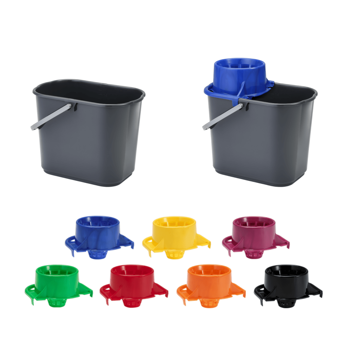Vikan 16L Professional Grey Mop Bucket with Colour Coded Wringer Options - Auto Rae-Chem