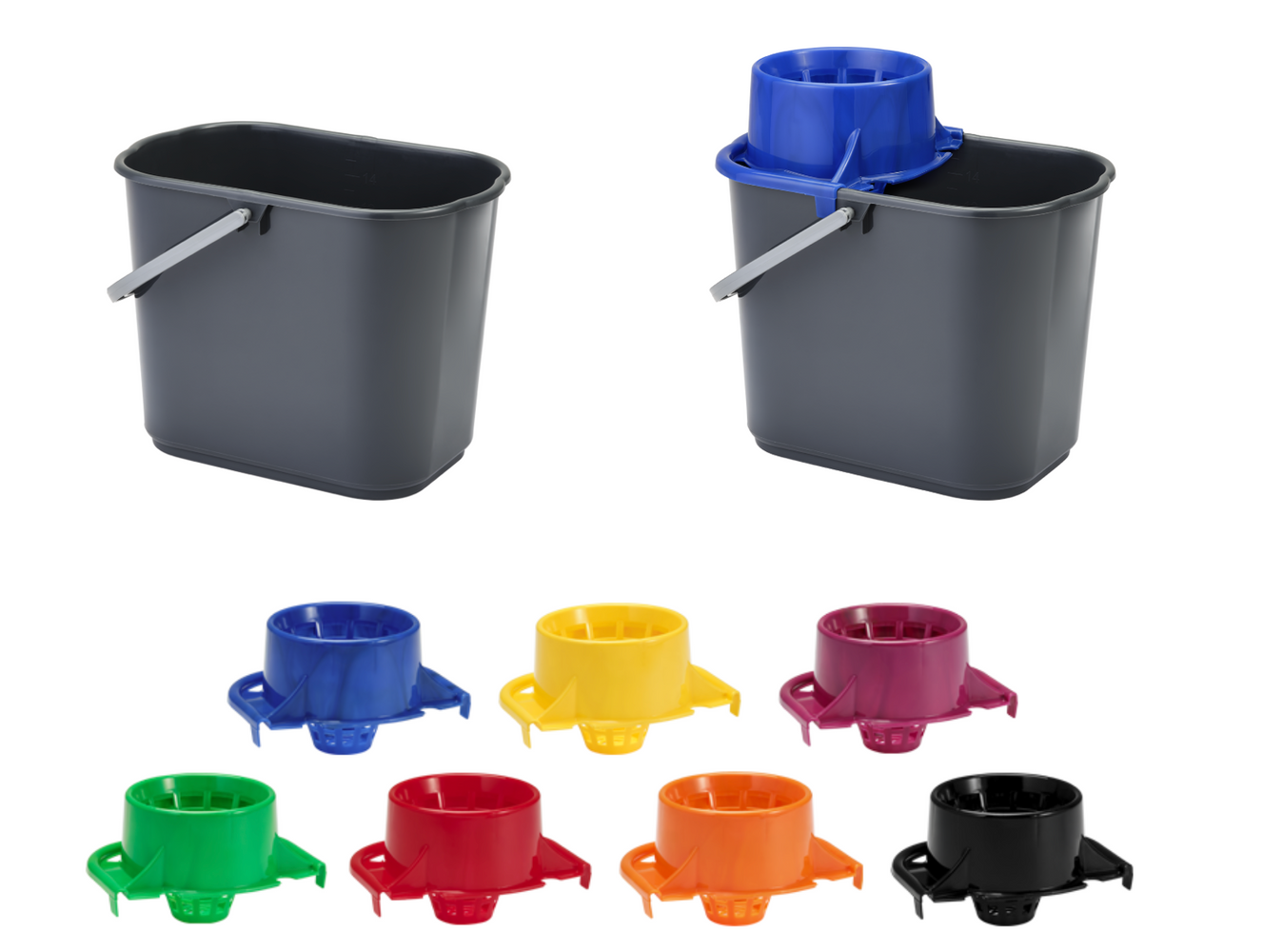 Vikan 16L Professional Grey Mop Bucket with Colour Coded Wringer Options