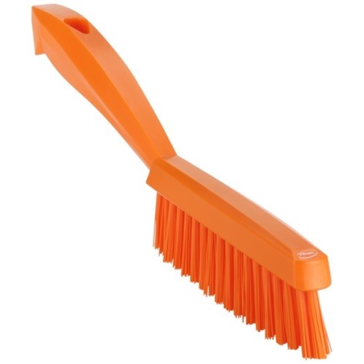 Vikan 41957 Narrow Hand Brush w/Short Handle, 300 mm, Very hard, Orange