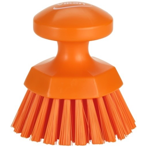 Vikan 38857 Orange Hand Scrub Keg Brush Hard Polypropylene Polyester Bristles