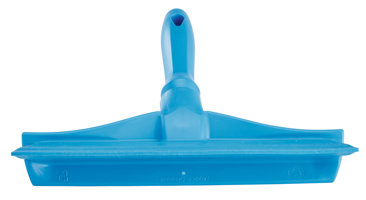 Vikan 71253 Rubber Polypropylene Frame Bench Single Blade Squeegee, 10", Blue