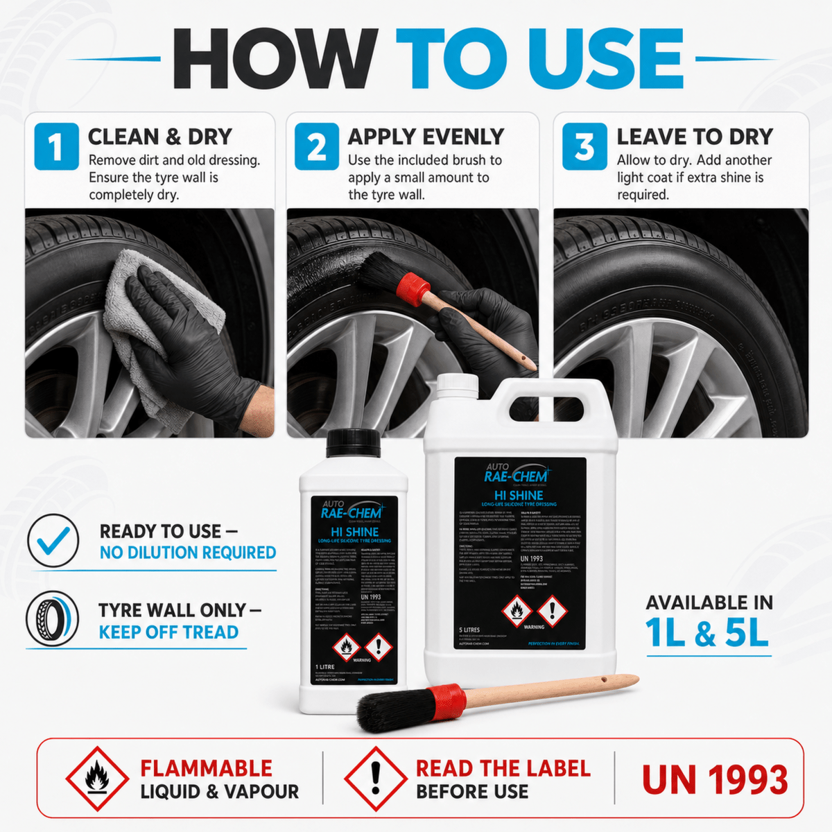 Hi-Shine – Long Life Silicone Tyre Dressing - Auto Rae-Chem