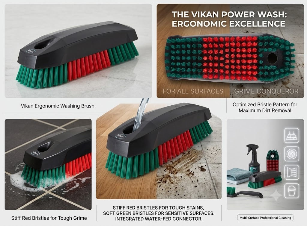 Vikan Convertible / Carpet & Fabric Brush – Professional Stiff Bristle Detail Brush