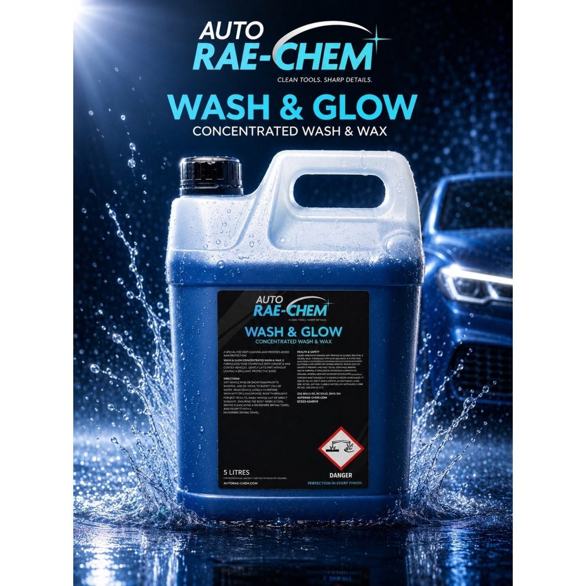 Wash & Glow – Concentrated Car Shampoo Wash & Wax, 5L - Auto Rae-Chem