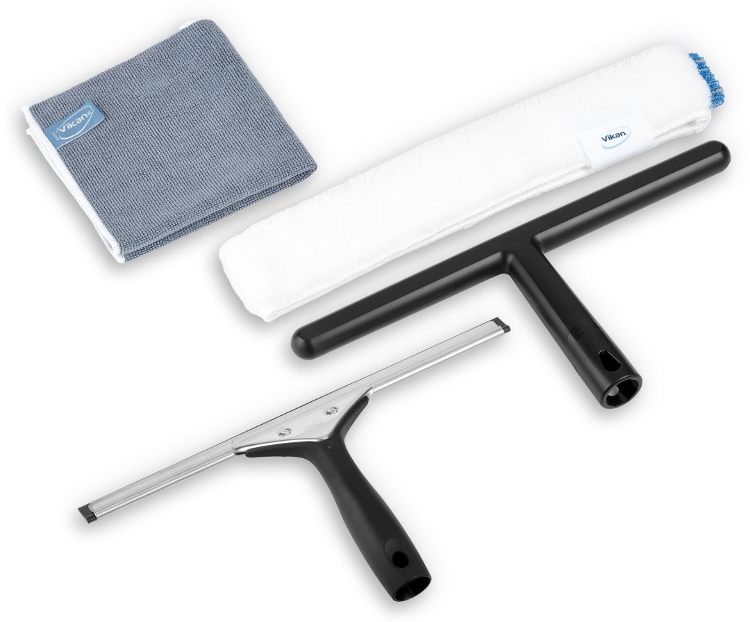Vikan 99109 Exterior Window Cleaning Kit – Squeegee, T-Bar & Microfibre - Auto Rae-Chem