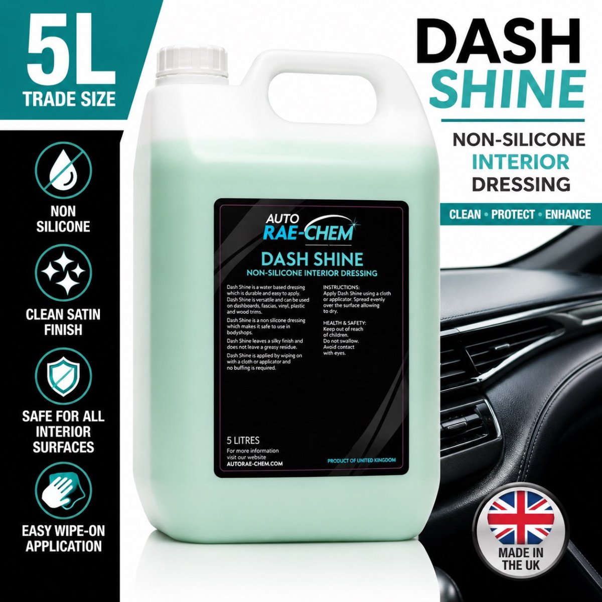 Dash Shine – Non-Silicone Interior Dressing & Trim Cleaner - Auto Rae-Chem