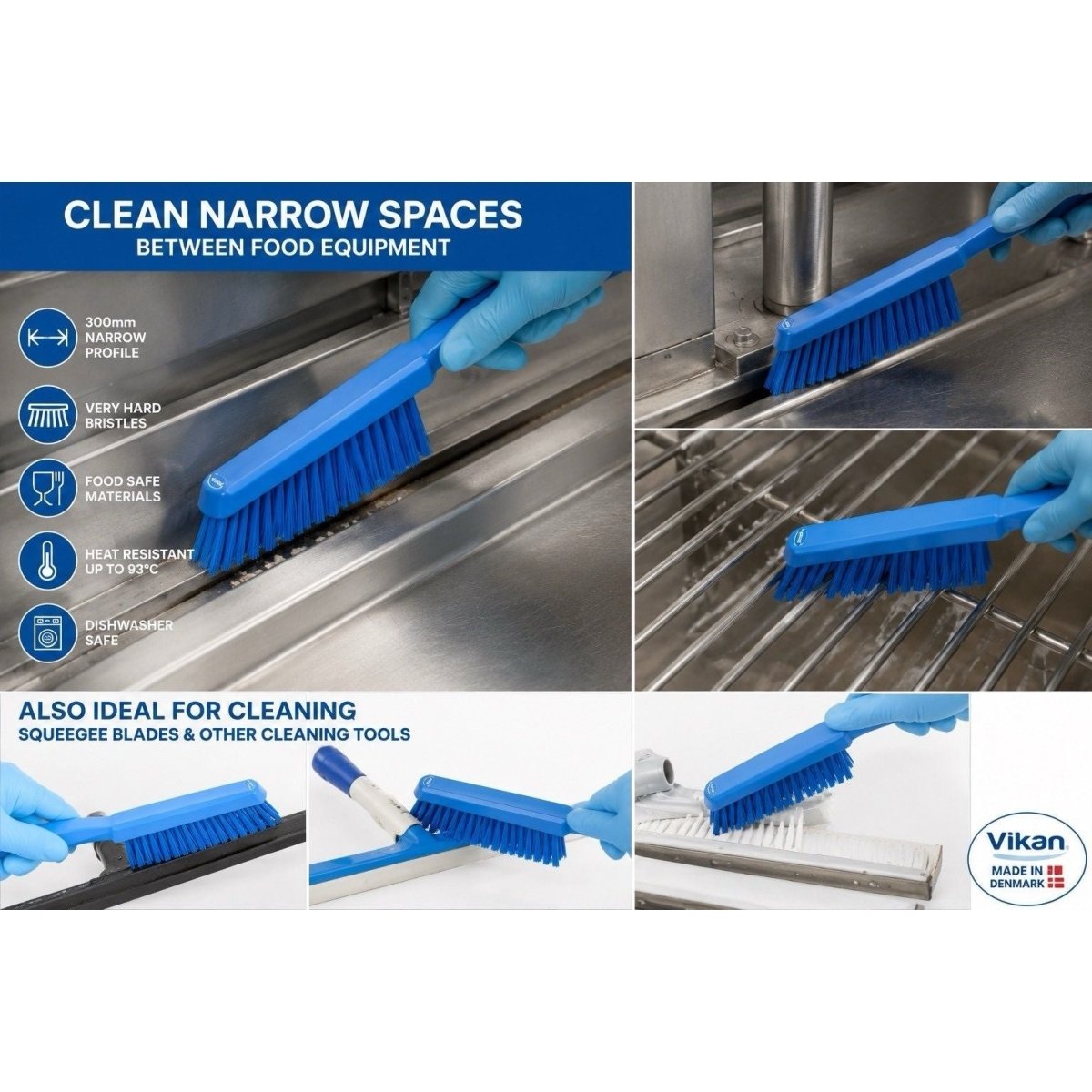 Vikan Professional Slim Fabric Upholstery Carpet Brush Stiff Bristle - Auto Rae-Chem