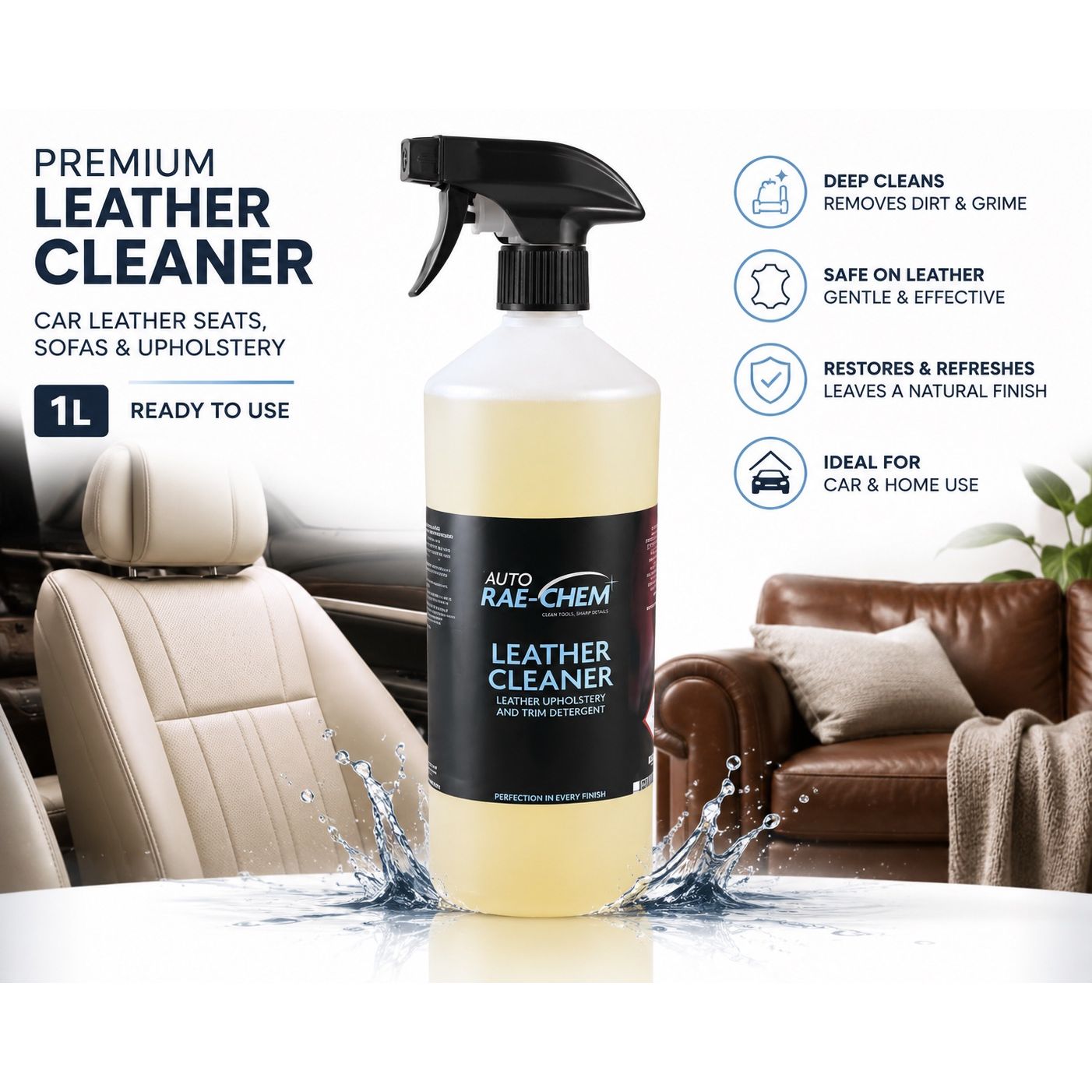 Auto Rae-Chem Premium Leather Cleaner Car Leather Seats Sofas Upholstery Care - View 4 | Auto Rae-Chem