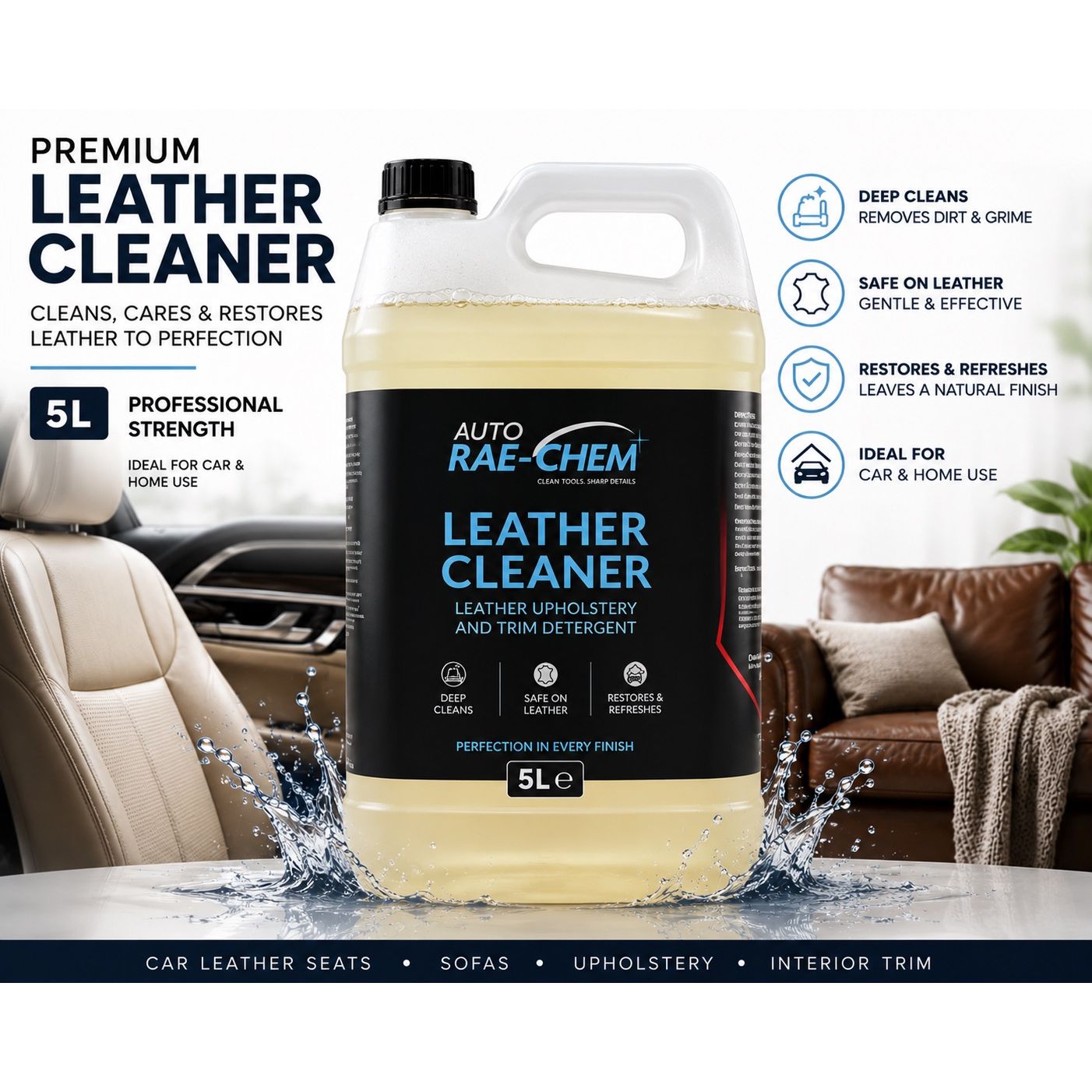 Auto Rae-Chem Premium Leather Cleaner Car Leather Seats Sofas Upholstery Care - View 5 | Auto Rae-Chem