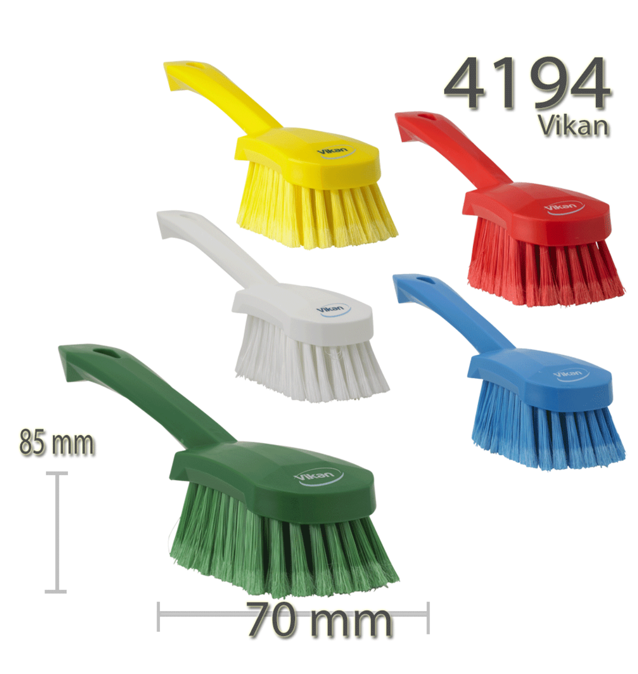Vikan 4194n Hand Brush | Soft/Split Bristles | Short Handle | 5 Colours