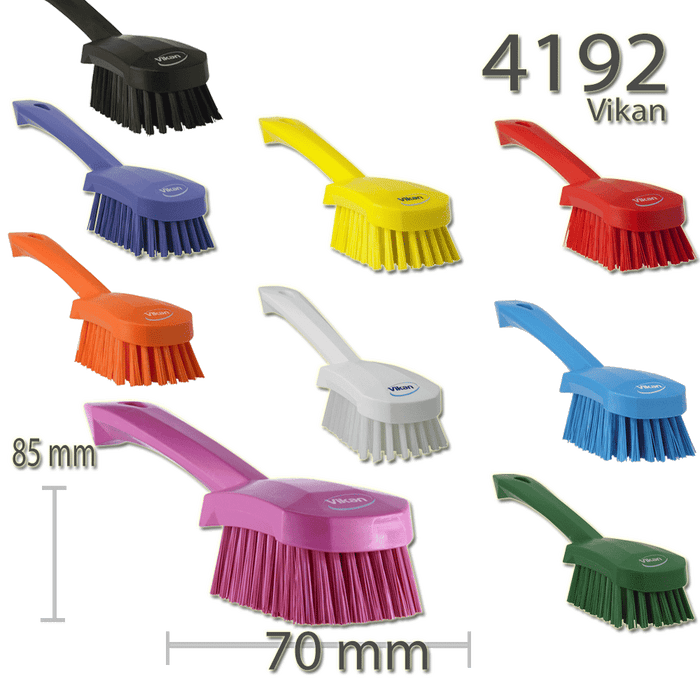 Vikan 4192 Stiff Washing / Scrubbing Hand Brush, Short Handle, 270mm - Auto Rae-Chem
