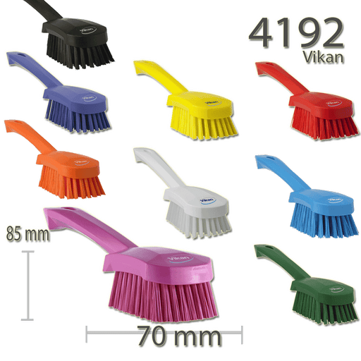 Vikan Washing / Scrubbing Brush With Short Handle and Stiff Bristles 270mm