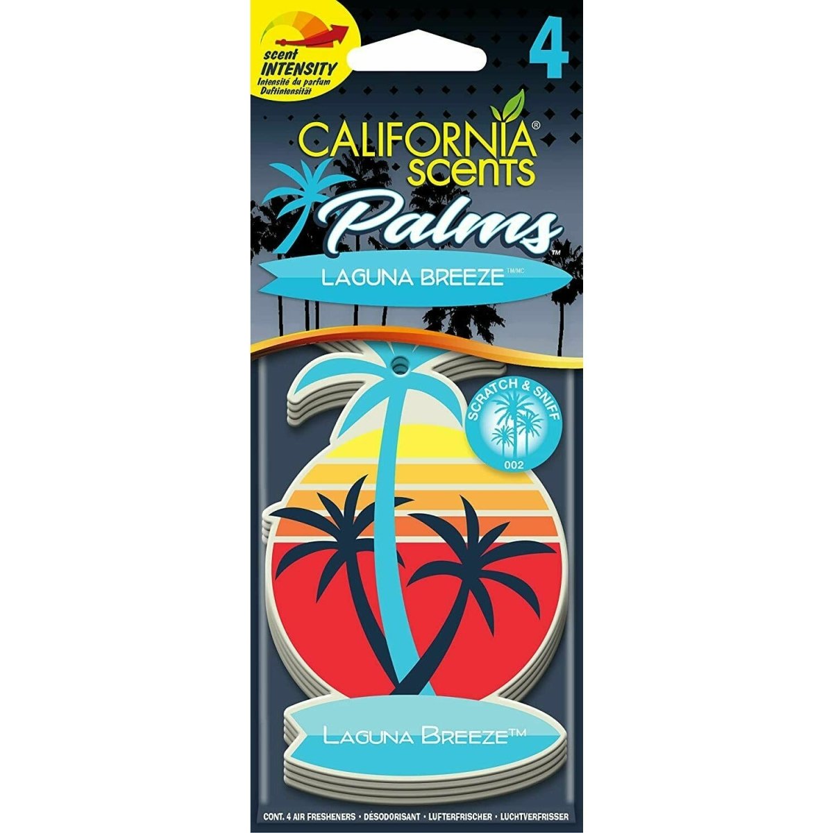 California Scents Palms Air Freshener (Pack of 4) Choice Of Fragrance - Auto Rae-Chem