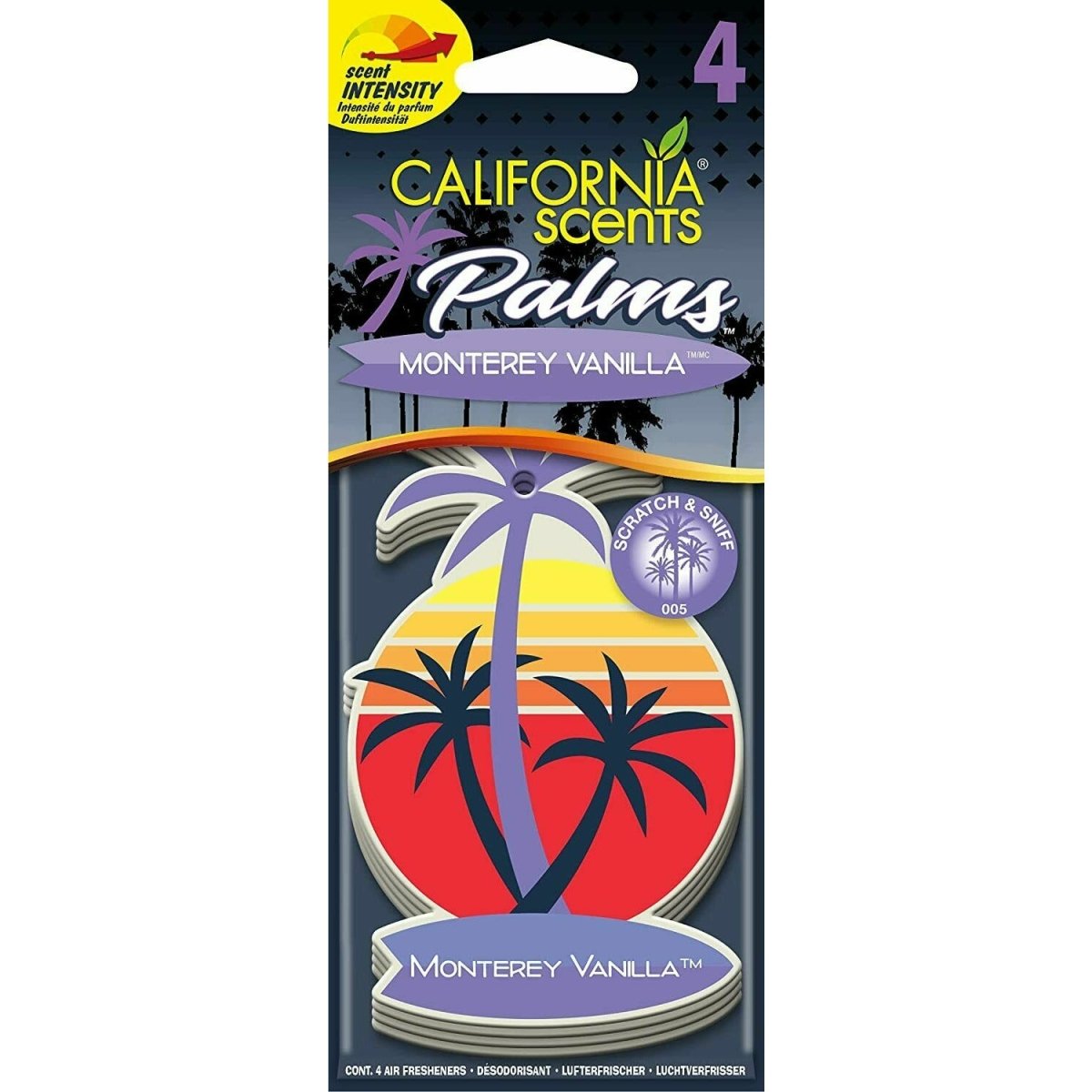 California Scents Palms Air Freshener (Pack of 4) Choice Of Fragrance - Auto Rae-Chem
