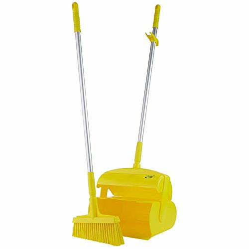 Vikan Hygiene 56616 Dustpan Set Closedwith Broom, Yellow, 320 x 1170 mm