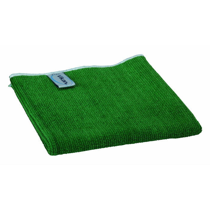 Vikan 691132 Basic Microfiber Cloth, Green, 320 mm Length, 320 mm Width, 3 mm Height, Pack of 5