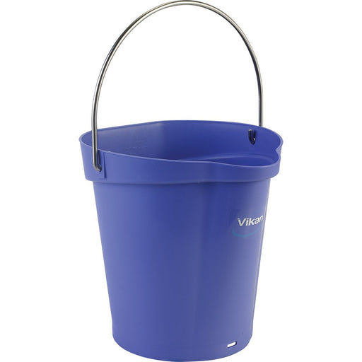 Vikan 56888 Durable Polypropylene Hygiene Bucket/Pail, Stainless Steel Handle, 6 Litres, Purple