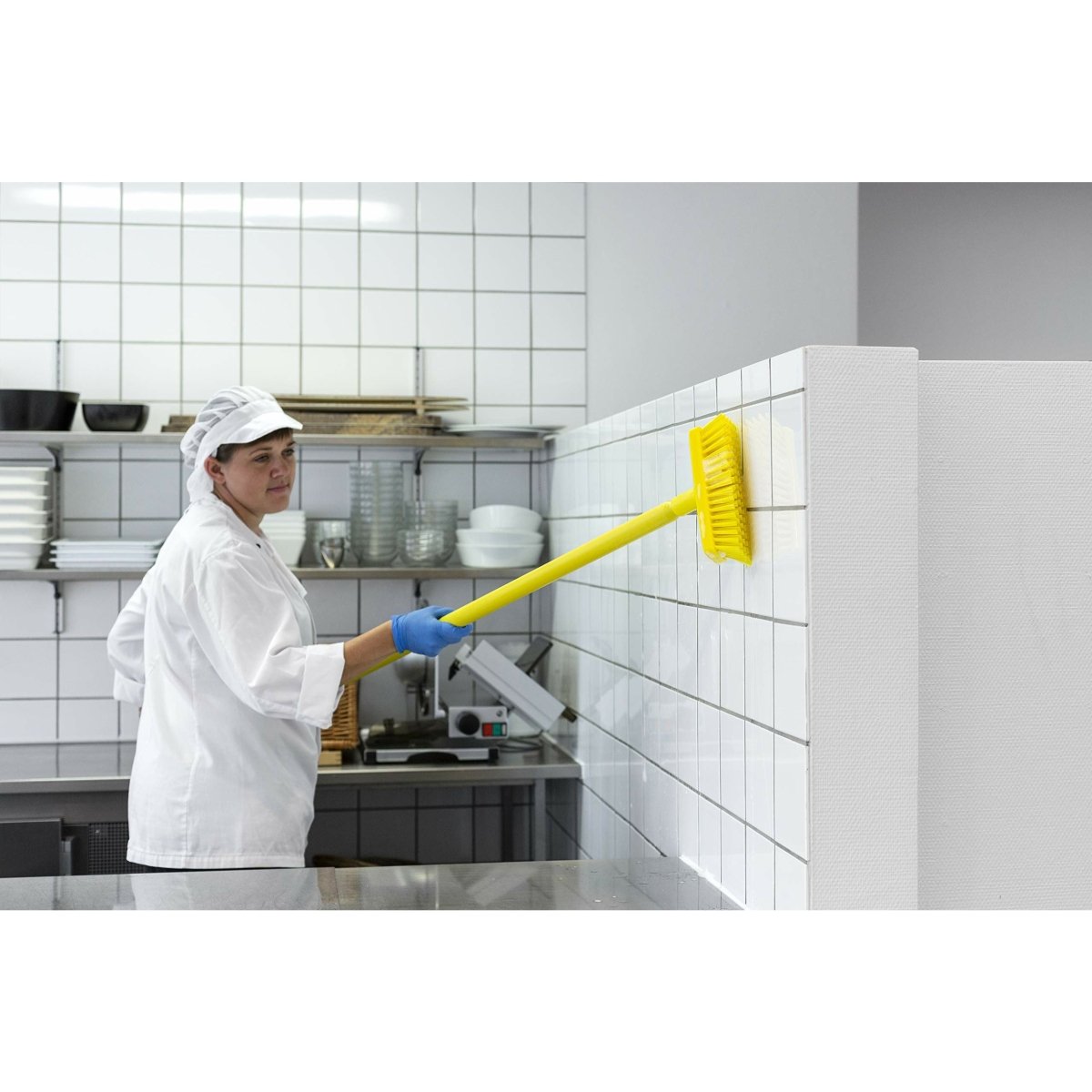 Vikan 70424 Compact Wall/Deck Scrub - Hard - Red - Auto Rae-Chem