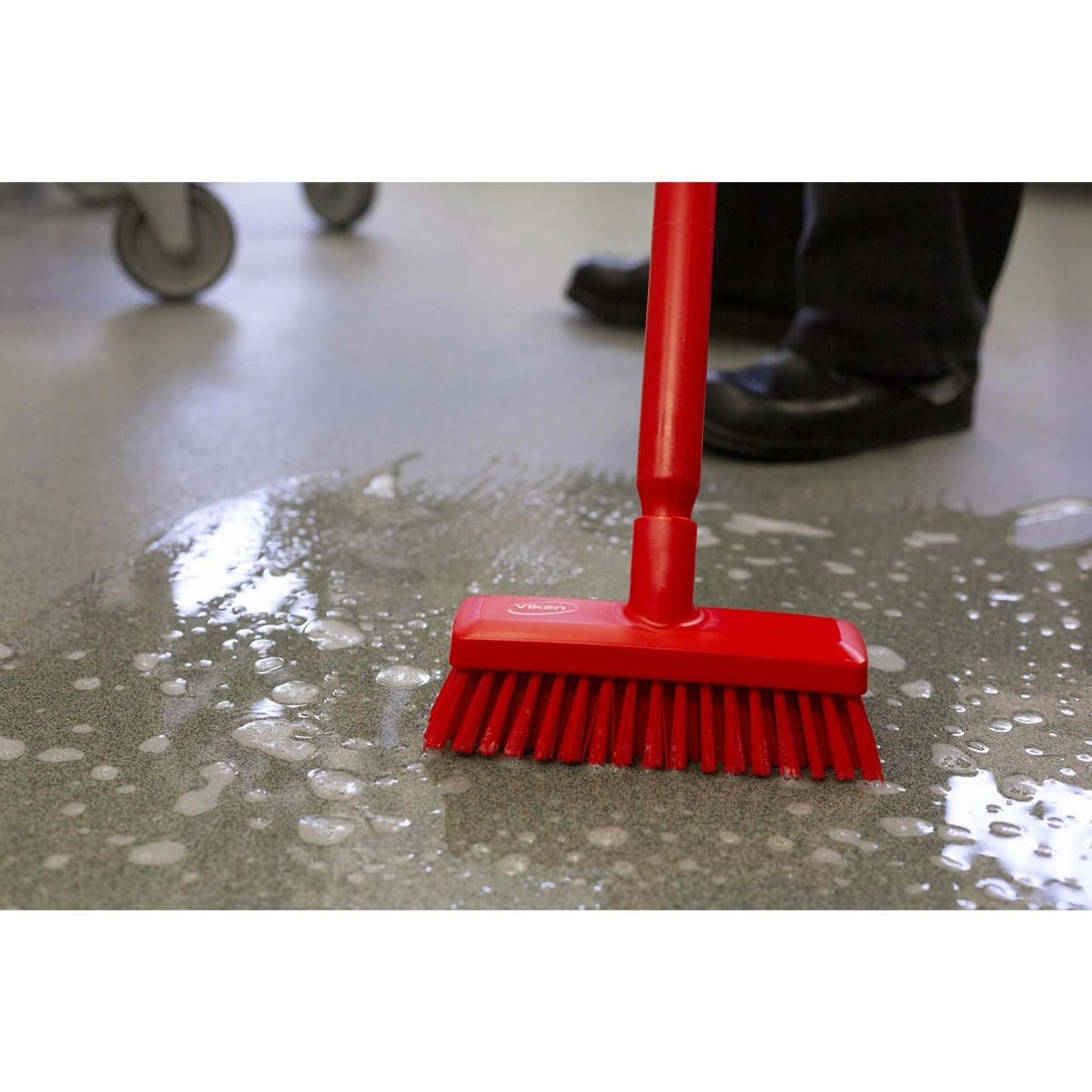 Vikan 70424 Compact Wall/Deck Scrub - Hard - Red - Auto Rae-Chem