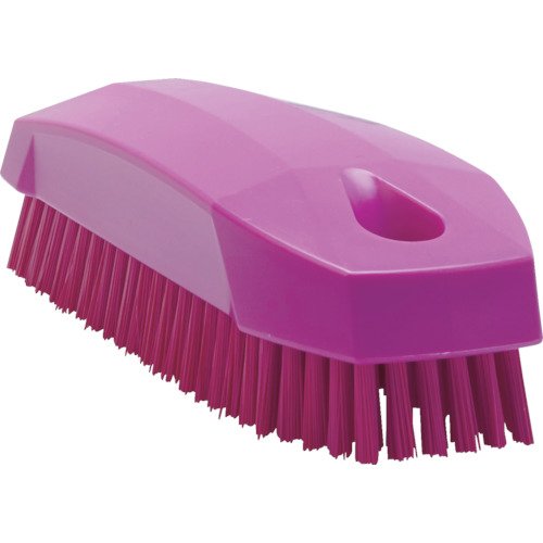 Vikan 64401 Hard Hand Brush S/Nail brush, Pink, 130mm Length, 50mm Width, 40mm Height