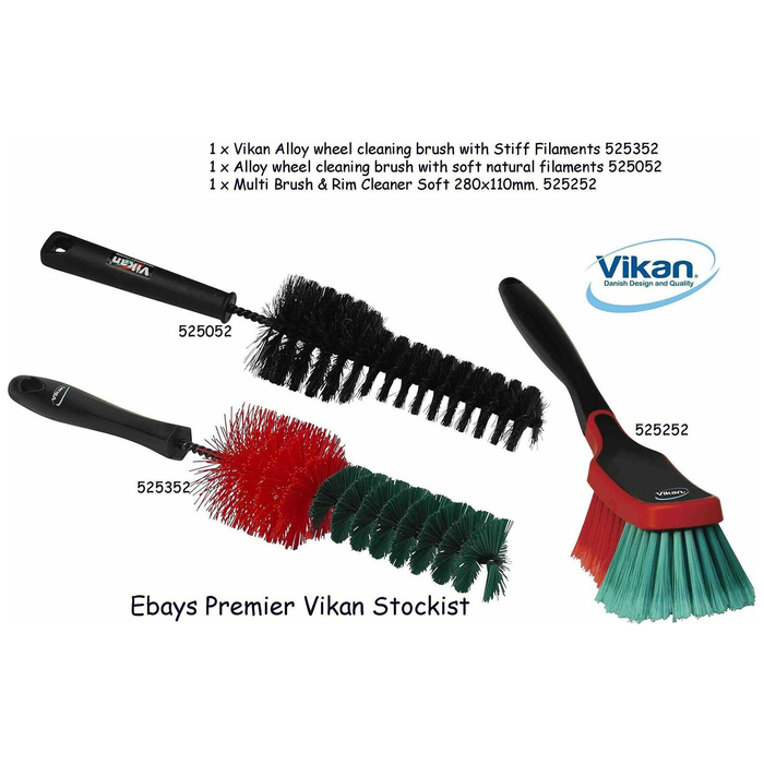 Vikan Wheel Brush Set Natural Filaments, Chemical Resistant Alloy Steel Rims
