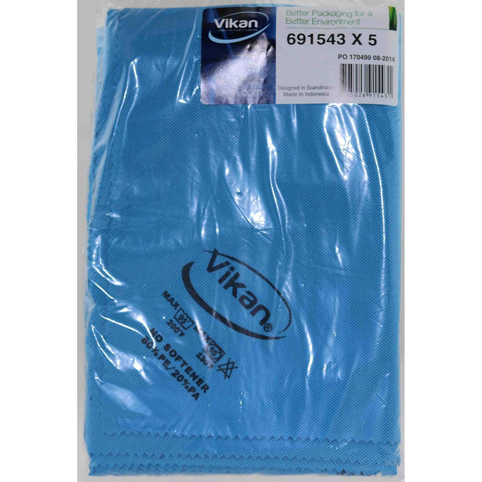 Vikan 69154n Microfibre Lustre Cloth 5 Pack (Blue)