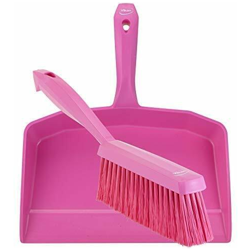 Vikan 5660_4587 Dustpan and Brush Set Sweeping Shovel Soft Bristle Hygienic Pink