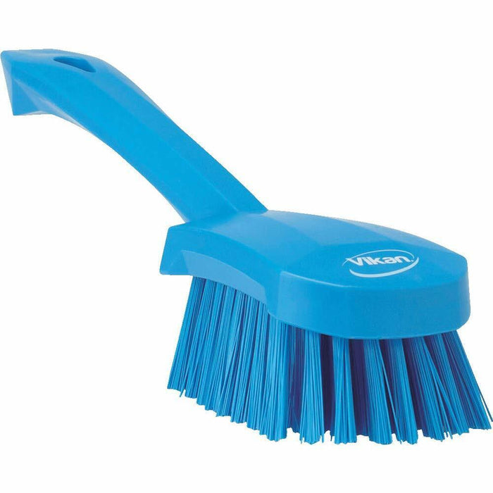 Vikan 41923 Stiff Washing / Scrubbing Hand Brush, Short Handle, 270mm (Blue)