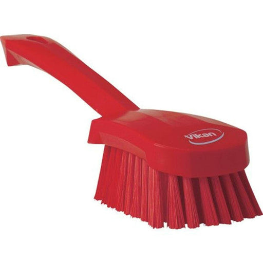 Vikan 41924 Stiff Washing / Scrubbing Hand Brush, Short Handle, 270mm (Red)