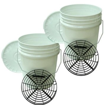2x White Bucket & Black Grit Shield Car Wash Kit | Auto Rae-Chem