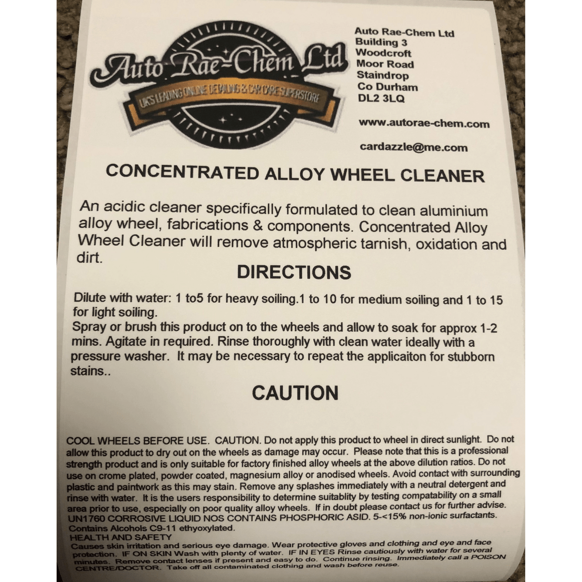 Auto Rae-Chem Concentrated Alloy Wheel Cleaner - Auto Rae-Chem