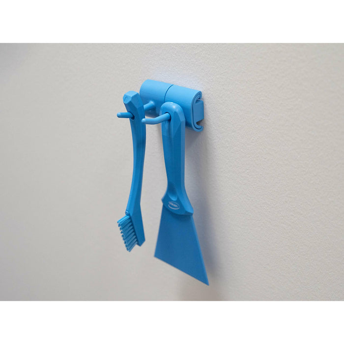 Hygienic Wall Bracket, Double Hook Module, Blue