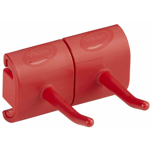 Hygienic Wall Bracket, Double Hook Module, Red