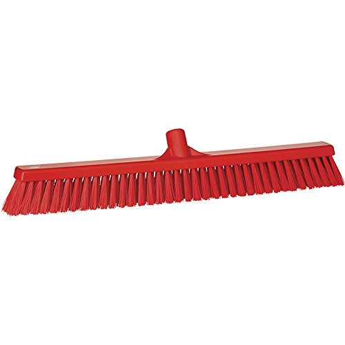 Vikan 31944 Sweeping Brush/Broom Head, 610mm Soft/Stiff Bristles Head, Polypropylene Block, Polyester Bristle,,Red