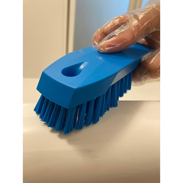 Vikan 35873 Hand-Held Scrub Brush, Polypropylene, Polyester Bristle, 7", Blue