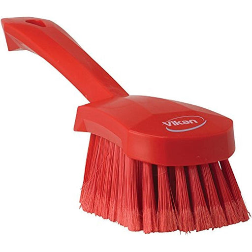 Vikan 41944 Soft/Split Bristles, Washing / Sweeping, Hand Brush, Short Handle, 270mm (Red)