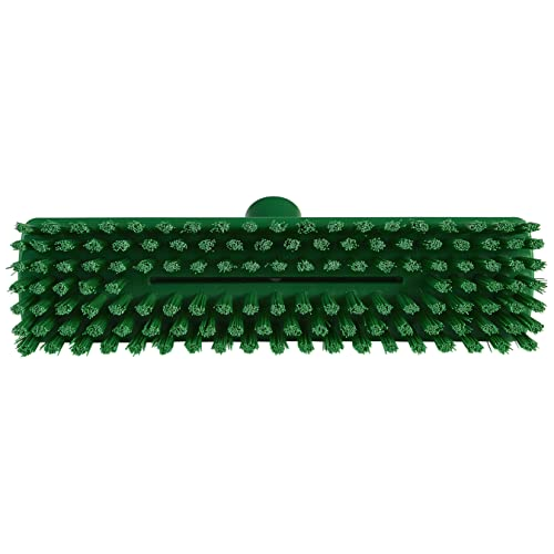 Vikan 70412 10-3/4" Polyester Stiff Bristle Deck Scrub, Green