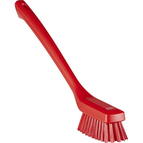 Vikan Narrow Long Handle Brush, Polypropylene Block, Red, One Size
