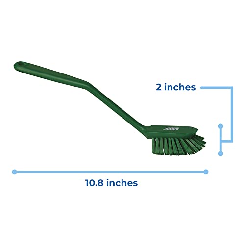 Vikan 42372 Dish Brush with Scraping Edge, Green, Medium, 280mm Length, 60mm Width, 55mm Height