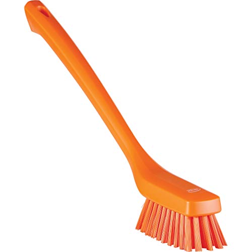 Vikan Narrow Long Handle Brush, Polypropylene Block, Orange, One Size