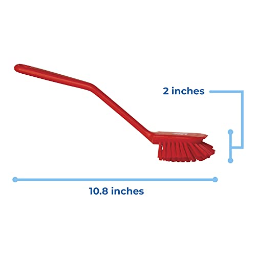 Vikan 42374 Dish Brush with Scraping Edge, Red, Medium, 280mm Length, 60mm Width, 55mm Height