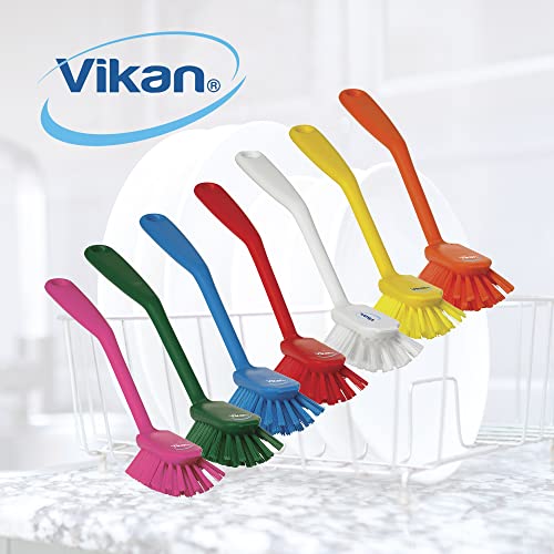 Vikan 42374 Dish Brush with Scraping Edge, Red, Medium, 280mm Length, 60mm Width, 55mm Height