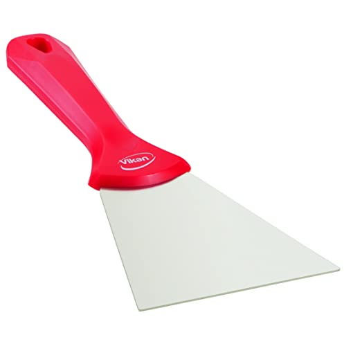 Vikan 40094 Stainless Steel Hand Scraper, Red, 235mm Length, 100mm Width, 22mm Height - View 5 | Auto Rae-Chem