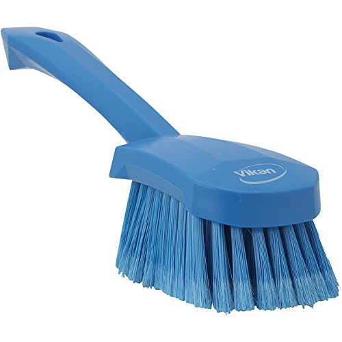 Vikan 41943 Soft/Split Bristles, Washing / Sweeping, Hand Brush, Short Handle, 270mm (Blue)