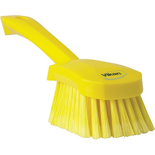Vikan 41946 Soft/Split Bristles, Washing / Sweeping, Hand Brush, Short Handle, 270mm (Yellow)