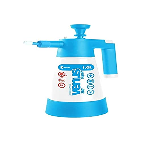 Kwazar Venus Super Pro Plus 360 Degrees 20010025 Viton Spray Pump 1 l Pressure Sprayer with Viton Seal for Professional Use with a White/Blue, 12.5 X 12.5 X 28.5 cm