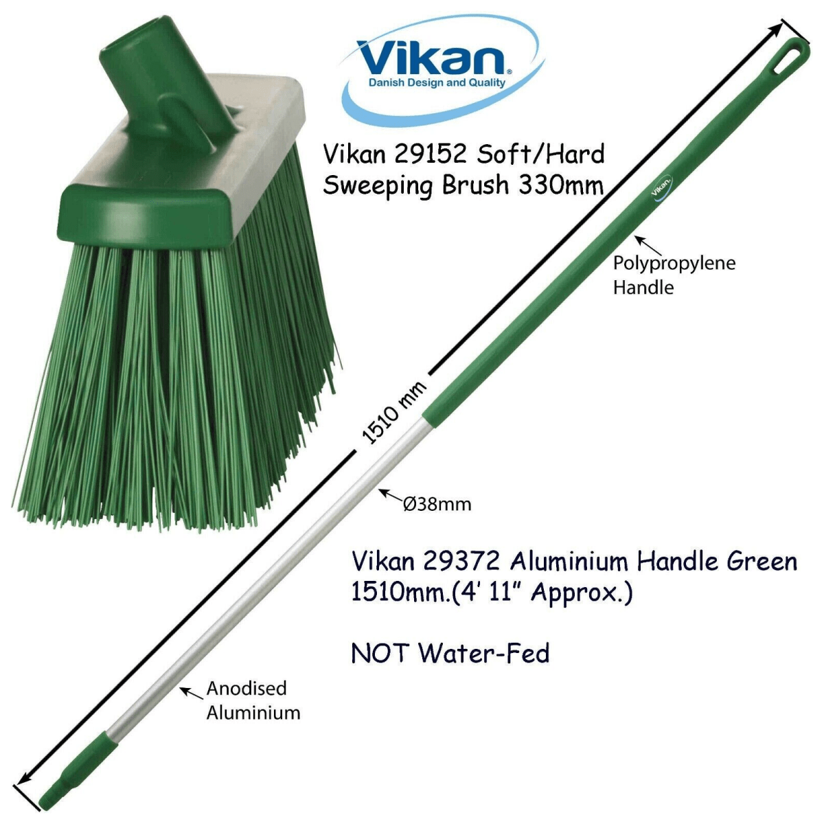 Vikan 2915n Broom Sweeping Brush 330mm Very Stiff Bristles Optional Handle - Auto Rae-Chem